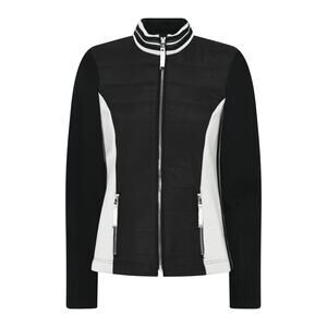 Women's Athleisure Jacket Size 8 I'CONA Full Zipper Black and White NWT